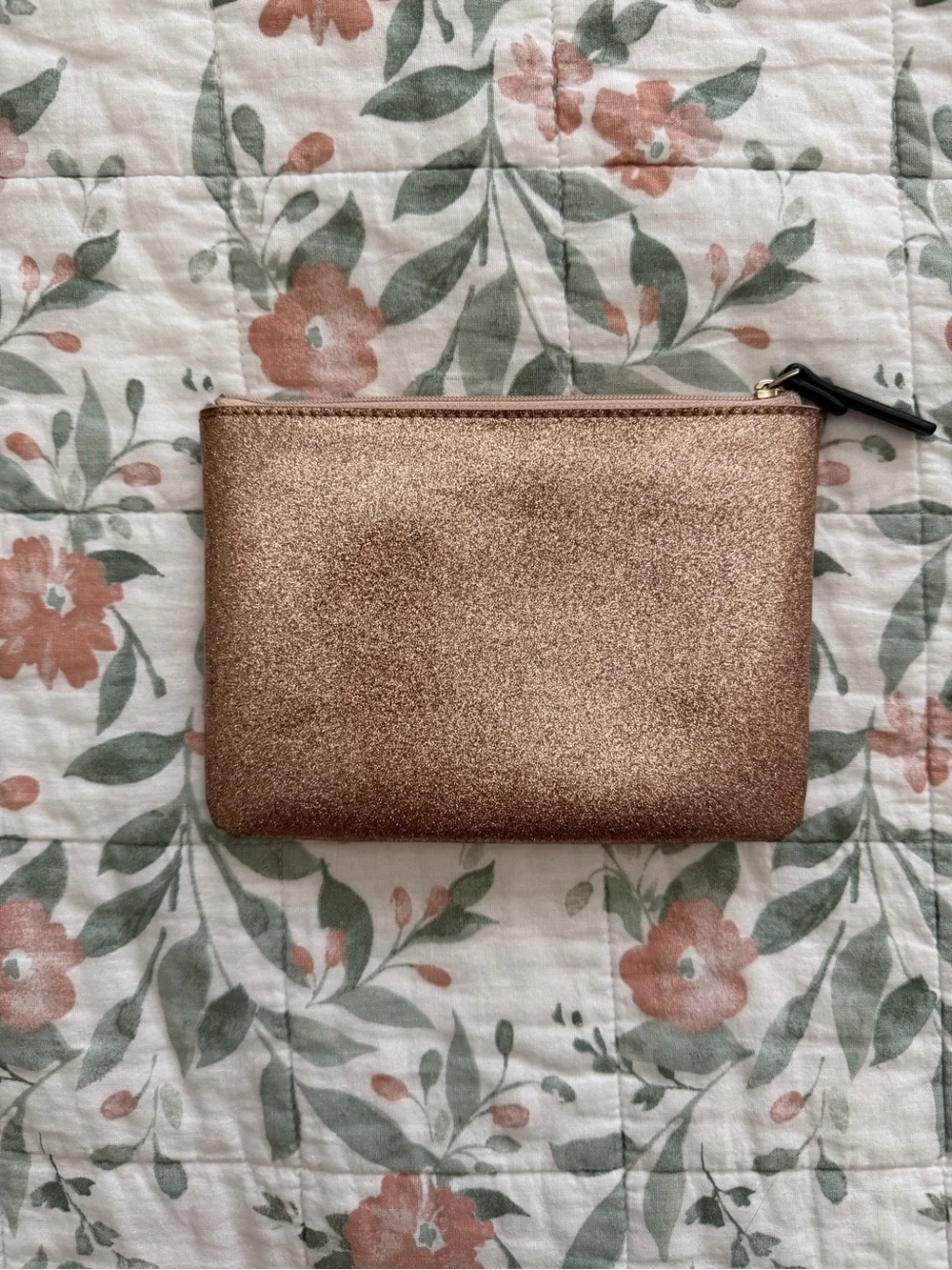 kate spade Rose Gold Glitter Zip Wristlet